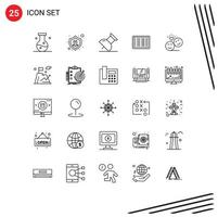 Set of 25 Modern UI Icons Symbols Signs for avatar shopping repair ecommerce barcode Editable Vector Design Elements