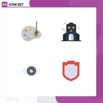 Mobile Interface Flat Icon Set of 4 Pictograms of art design edit haunted house mobile Editable Vector Design Elements