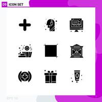 Set of 9 Modern UI Icons Symbols Signs for fire design computer crop wood Editable Vector Design Elements