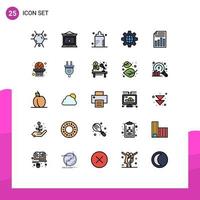 Filled line Flat Color Pack of 25 Universal Symbols of page document bottle world globe Editable Vector Design Elements