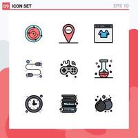 Filledline Flat Color Pack of 9 Universal Symbols of iot games online usb computer Editable Vector Design Elements