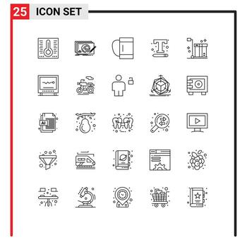 Pack of 25 Modern Lines Signs and Symbols for Web Print Media such as cart web bag text settings interface Editable Vector Design Elements