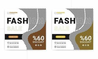 Fashion sale social media post template with discount and mega collection, Square banner Suitable for social media post. vector