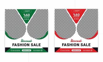 Fashion sale social media post template with discount and mega collection, Square banner Suitable for social media post. vector