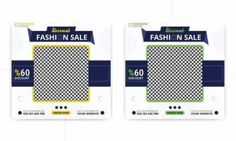 Fashion sale social media post template with discount and mega collection, Square banner Suitable for social media post. vector