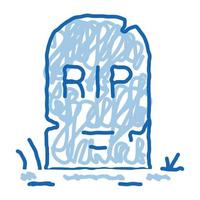 halloween rip tombstone doodle icon hand drawn illustration vector