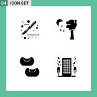 Universal Icon Symbols Group of 4 Modern Solid Glyphs of medical hotel arbor bean romance Editable Vector Design Elements