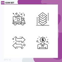 Universal Icon Symbols Group of 4 Modern Filledline Flat Colors of delivery arrows party development left Editable Vector Design Elements