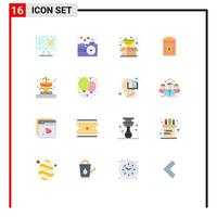 Modern Set of 16 Flat Colors Pictograph of fountain money box dollar expense Editable Pack of Creative Vector Design Elements