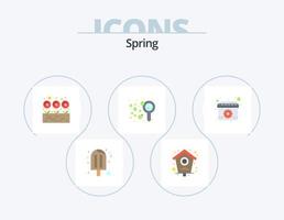 Spring Flat Icon Pack 5 Icon Design. calendar. kids. pet. bubbles. flower vector