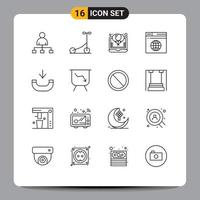 Modern Set of 16 Outlines and symbols such as incoming web discount server internet Editable Vector Design Elements