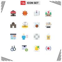 Group of 16 Modern Flat Colors Set for home park launch night night date Editable Pack of Creative Vector Design Elements