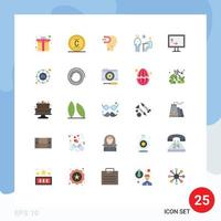 Mobile Interface Flat Color Set of 25 Pictograms of people job trademark interview influence Editable Vector Design Elements