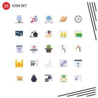 Set of 25 Modern UI Icons Symbols Signs for navigation flag venus moon planet Editable Vector Design Elements