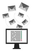 Sending a message from a computer. Newsletter. Illustration for email newsletters and the web. Spam. E-mail concept. vector