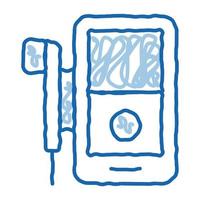 escuchar música a través del reproductor doodle icono dibujado a mano ilustración vector