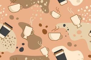 Abstract creative background with Coffee linear Icons. Seamless Pattern. Vector illustration.