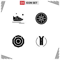 Set of 4 Modern UI Icons Symbols Signs for shoes coin running country crypto currency Editable Vector Design Elements