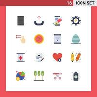 Modern Set of 16 Flat Colors Pictograph of arrow gesture seo tag fingers hydropower Editable Pack of Creative Vector Design Elements