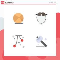 Pack of 4 creative Flat Icons of basketball cherries education movember event Editable Vector Design Elements