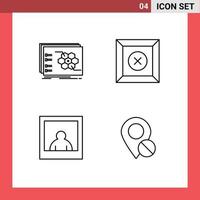 Group of 4 Filledline Flat Colors Signs and Symbols for game woman tactic delete map Editable Vector Design Elements