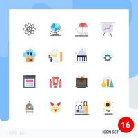 Group of 16 Flat Colors Signs and Symbols for decoration package summer gift box Editable Pack of Creative Vector Design Elements