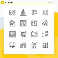 16 Thematic Vector Outlines and Editable Symbols of digital content filter check management Editable Vector Design Elements