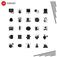 Modern Set of 25 Solid Glyphs Pictograph of movie edit delivery cut shipping Editable Vector Design Elements