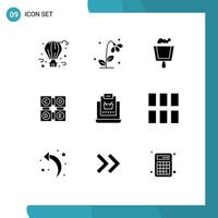 Pictogram Set of 9 Simple Solid Glyphs of internet education spring code learning code Editable Vector Design Elements