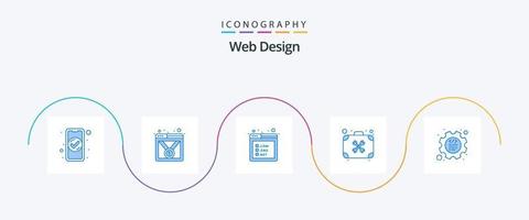 paquete de iconos azul 5 de diseño web que incluye codificación. herramientas. página web. herramienta. caso vector