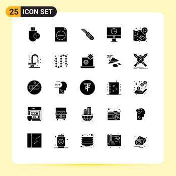 conjunto de 25 iconos de interfaz de usuario modernos símbolos signos para corazón dinero cuchillo gráfico computadora elementos de diseño vectorial editables vector