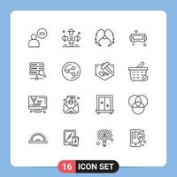 Pack of 16 Modern Outlines Signs and Symbols for Web Print Media such as smart glasses problem device male Editable Vector Design Elements