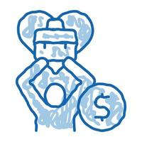 favorite money job doodle icon hand drawn illustration vector