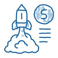 monetary comet flight doodle icon hand drawn illustration vector