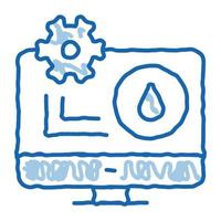 configuración de consumo de gas a través de computadora doodle icono dibujado a mano ilustración vector