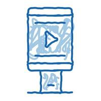 publicidad en video en el icono del doodle del teléfono ilustración dibujada a mano vector