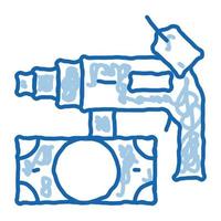 drill tool to pawnshop for money doodle icon hand drawn illustration vector