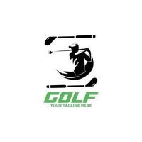 Golf club sport icons and badges. Vector symbol of golf player, equipment and game items, modern professional golf template logo design for golf club