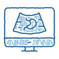 computer diagnostics of stomach doodle icon hand drawn illustration vector