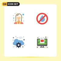 Editable Vector Line Pack of 4 Simple Flat Icons of business wifi lady camping computer Editable Vector Design Elements