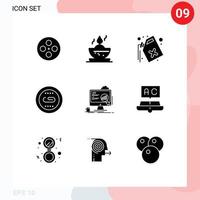 Universal Icon Symbols Group of 9 Modern Solid Glyphs of board search gas optimization linking Editable Vector Design Elements