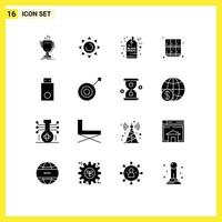 Set of 16 Modern UI Icons Symbols Signs for devices open black friday locker learn Editable Vector Design Elements