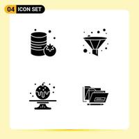 4 Creative Icons Modern Signs and Symbols of canned file analysis sweet date Editable Vector Design Elements