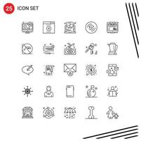 Group of 25 Lines Signs and Symbols for e school learning learning graduation Editable Vector Design Elements