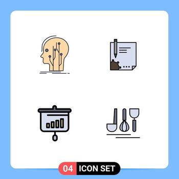 paquete de iconos de vector de stock de 4 signos y símbolos de línea para documentos de conocimiento de papel de datos que firman elementos de diseño de vector editables