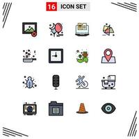 Universal Icon Symbols Group of 16 Modern Flat Color Filled Lines of food special computer motion effects Editable Creative Vector Design Elements