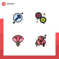 Set of 4 Modern UI Icons Symbols Signs for arrow plant up right question spring Editable Vector Design Elements