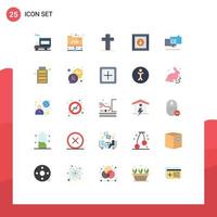 Mobile Interface Flat Color Set of 25 Pictograms of digital marketing christian viral download Editable Vector Design Elements