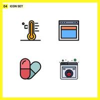Universal Icon Symbols Group of 4 Modern Filledline Flat Colors of cloud website sun layout table Editable Vector Design Elements