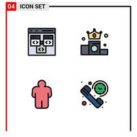 Set of 4 Modern UI Icons Symbols Signs for app man develop crown user Editable Vector Design Elements